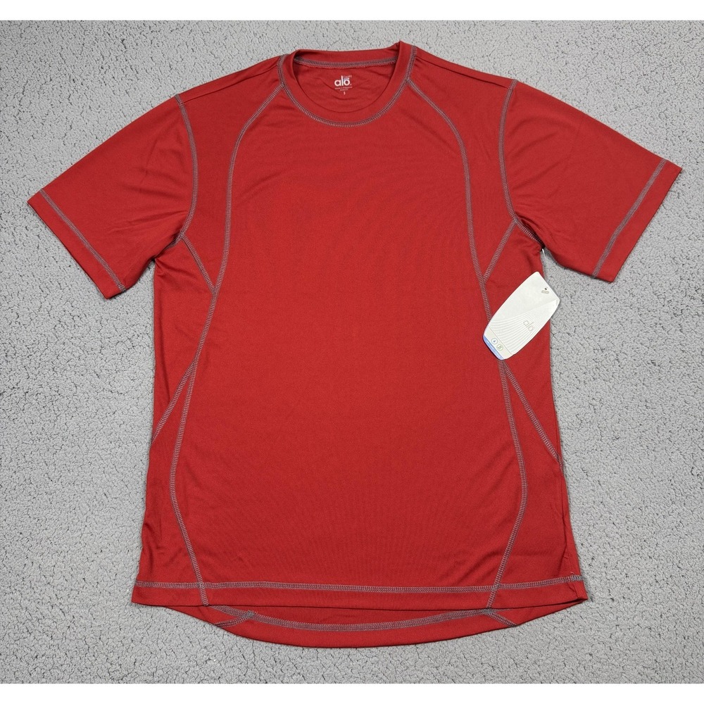 ALO Shirt Mens Small Red Short Sleeve CoolFit‎ Athletic Performance Tee Top